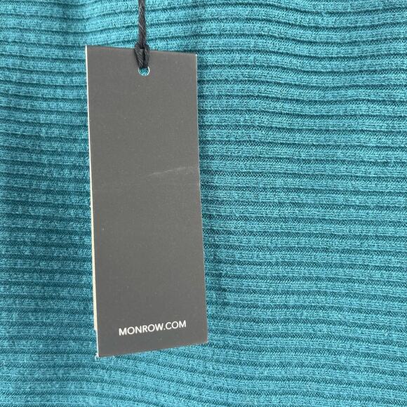 MONROW Skirt Midi Size Small Ribbed Teal Textured Back Slit Stretch NWT Casual - Picture 7 of 11